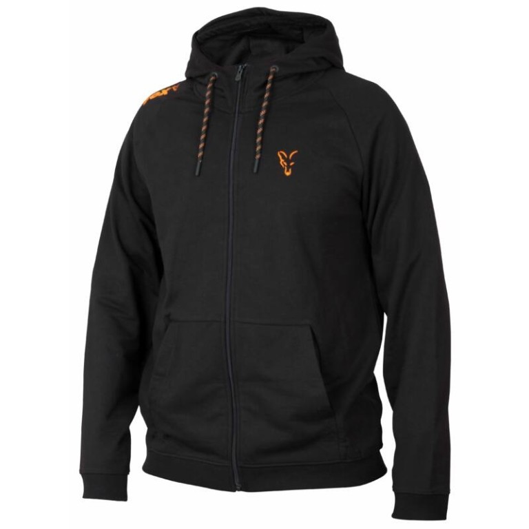 Fox Collection Black Orange LW Hoodie - Kapucnis pulóver
