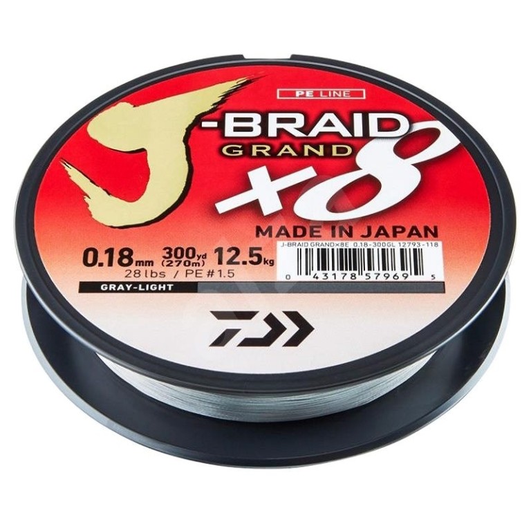 Daiwa J-Braid Gr X8E 270 m GL - 8 szálas fonott zsinór szürke színben