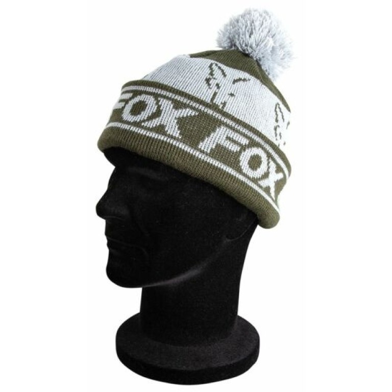 Fox Green/Silver Lined Bobble - Bojtos télisapka