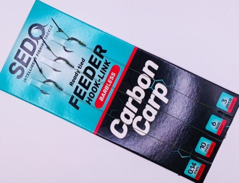Sedo Carbon Carp Feeder Barbless - Szakáll nélküli előkötött feeder előke 