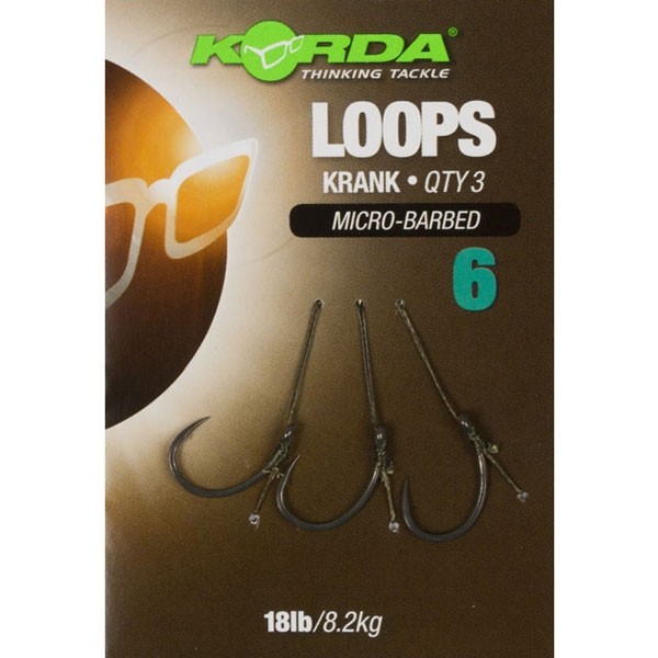 Korda Loop Rigs Size 6 Krank 18 lb - Előkötött horogelőke