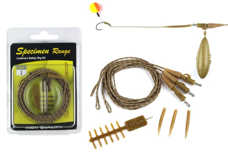 Carp Academy Safety Rig Kit - Végszerelék ólombetétes zsinóron 3 db 35 lbs