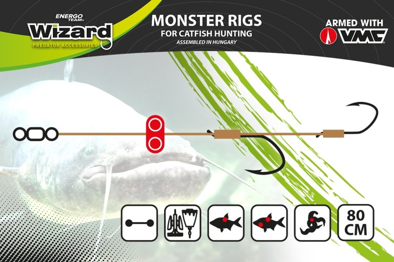 Wizard Monster- The Classic Koós Catfish rig 6/0+8/0 - Harcsázó előke