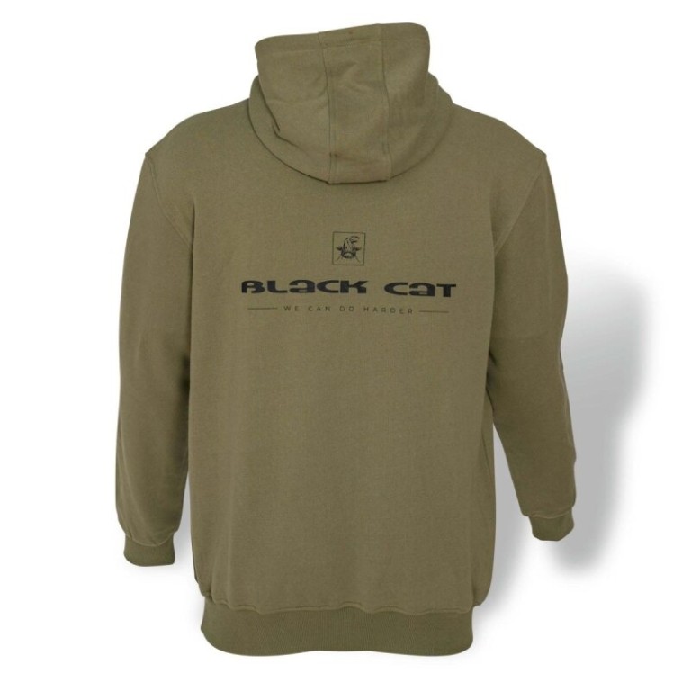 Black Cat Hoodie Khaki - Horgász pulóver