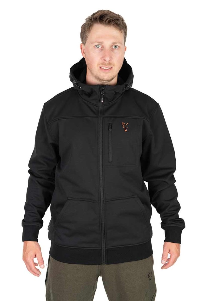 Fox Collection Soft Shell Jacket Black & Orange - Kapucnis dzseki