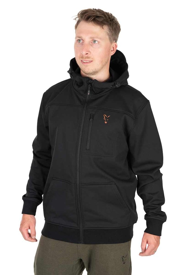 Fox Collection Soft Shell Jacket Black & Orange - Kapucnis dzseki