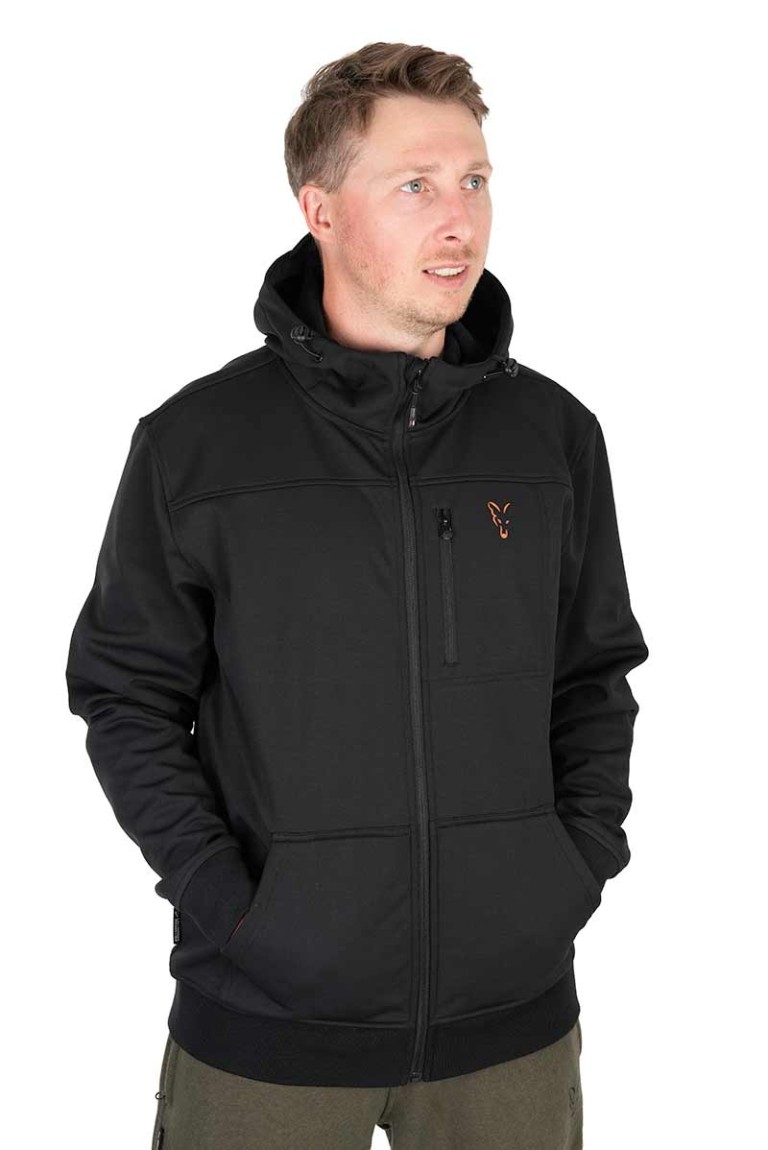 Fox Collection Soft Shell Jacket Black & Orange - Kapucnis dzseki