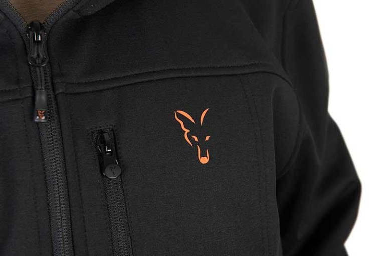 Fox Collection Soft Shell Jacket Black & Orange - Kapucnis dzseki