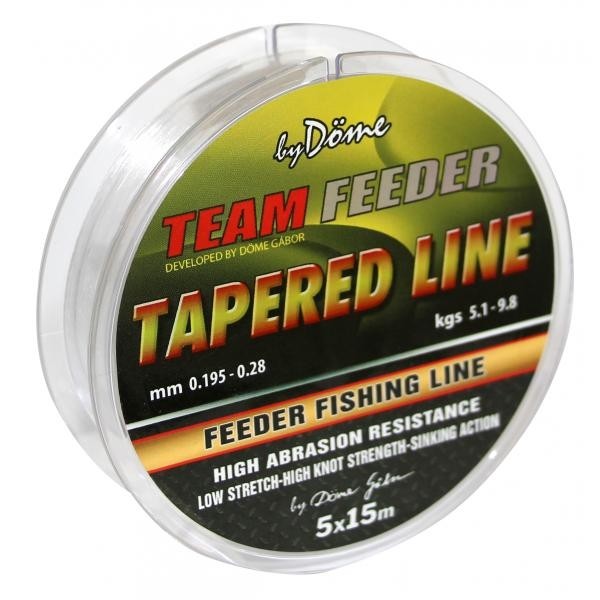 By Döme Team Feeder Tapered Leader 5x15 m 0,165-0,22 mm - Felvastagodó dobóelőke