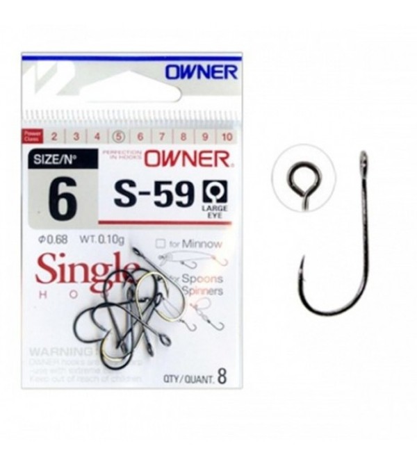 Owner 51580 S-59 - Egyágú Műcsalis Horog