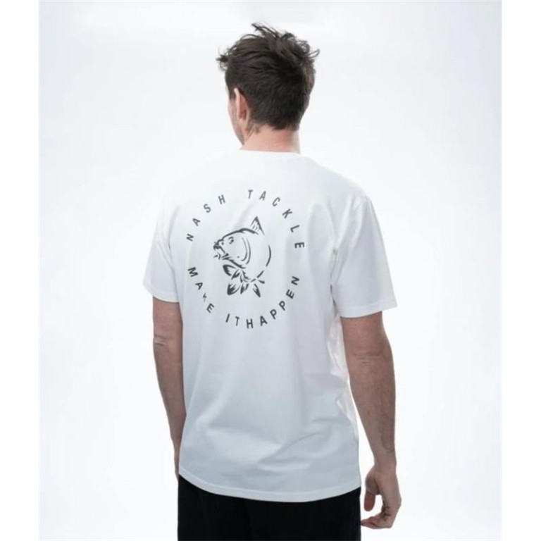 Nash Make It Happen Carp Logo T Shirt Ecru l - Póló