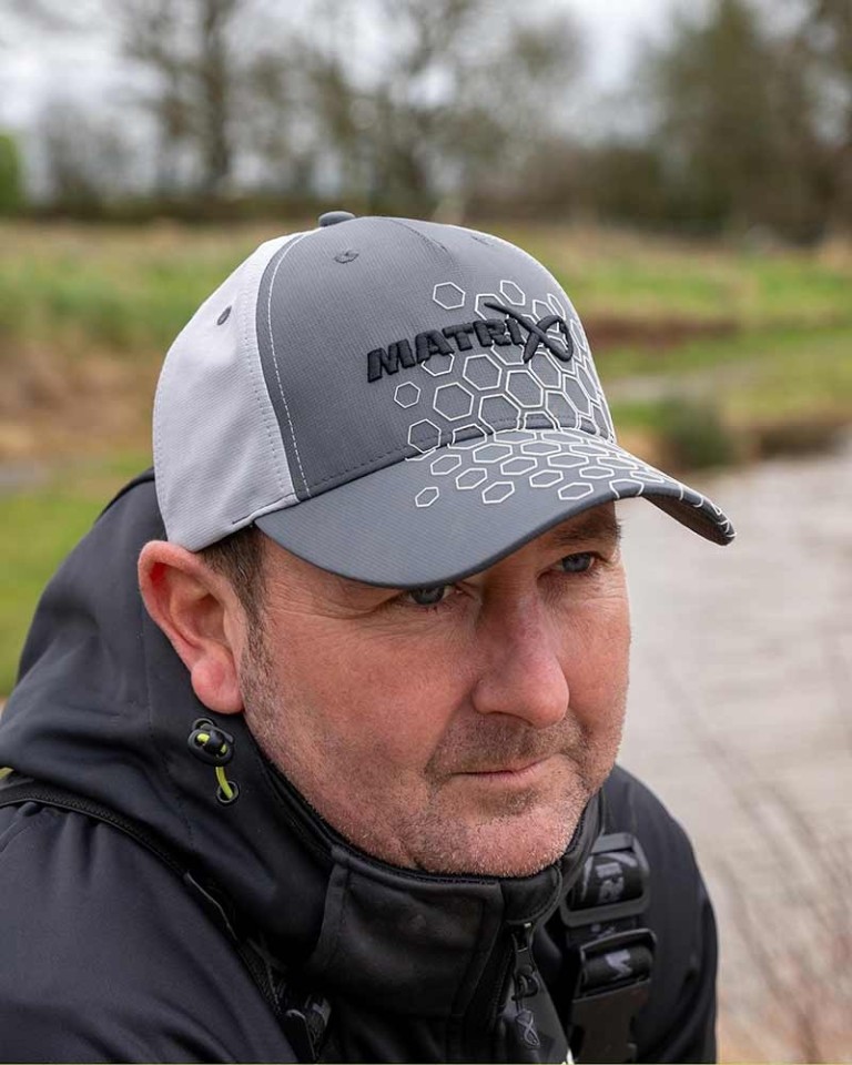 Matrix Hex Print Baseball Cap Grey - Baseball Sapka