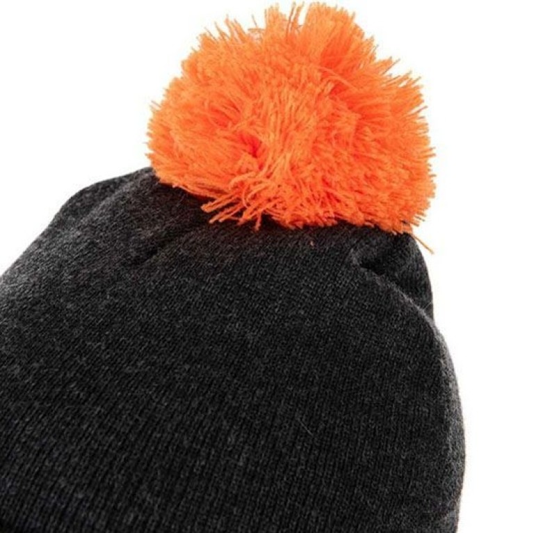 Fox Collection Bobble Hat Black & Orange - Téli sapka