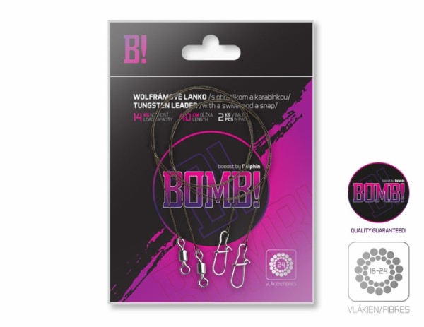 Delphin Volfrám huzal forgóval és kapoccsal 2 db/20 cm/5 kg