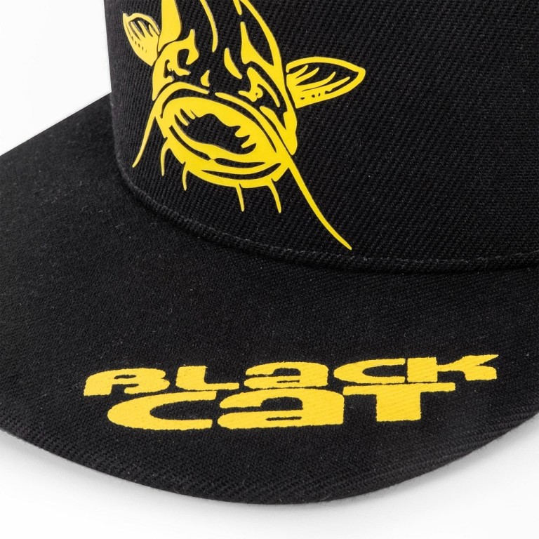 Black Cat Black Flat Peak Cap - Baseball Sapka