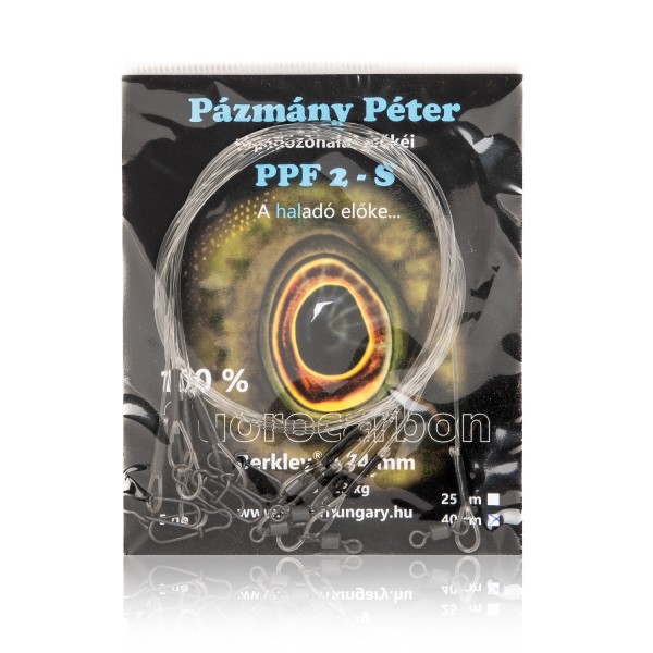 Pázmány Péter Fluorocarbon Előke 0,74 mm 40 cm Egg Snap Kapoccsal
