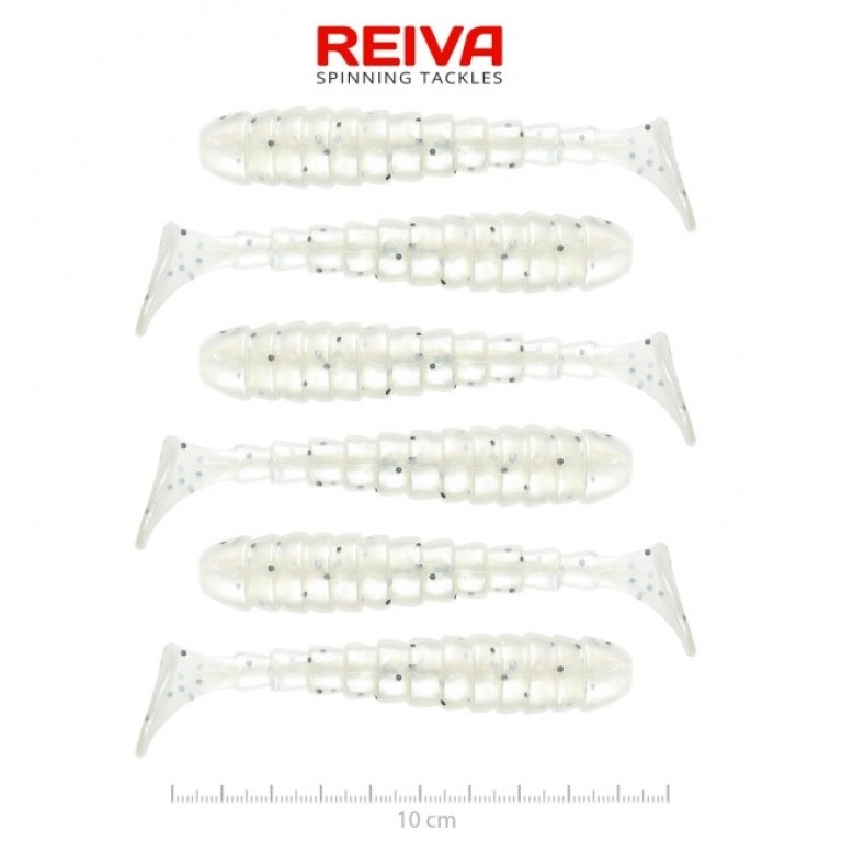 Reiva Stream Shad Pearl White Dots 10 cm