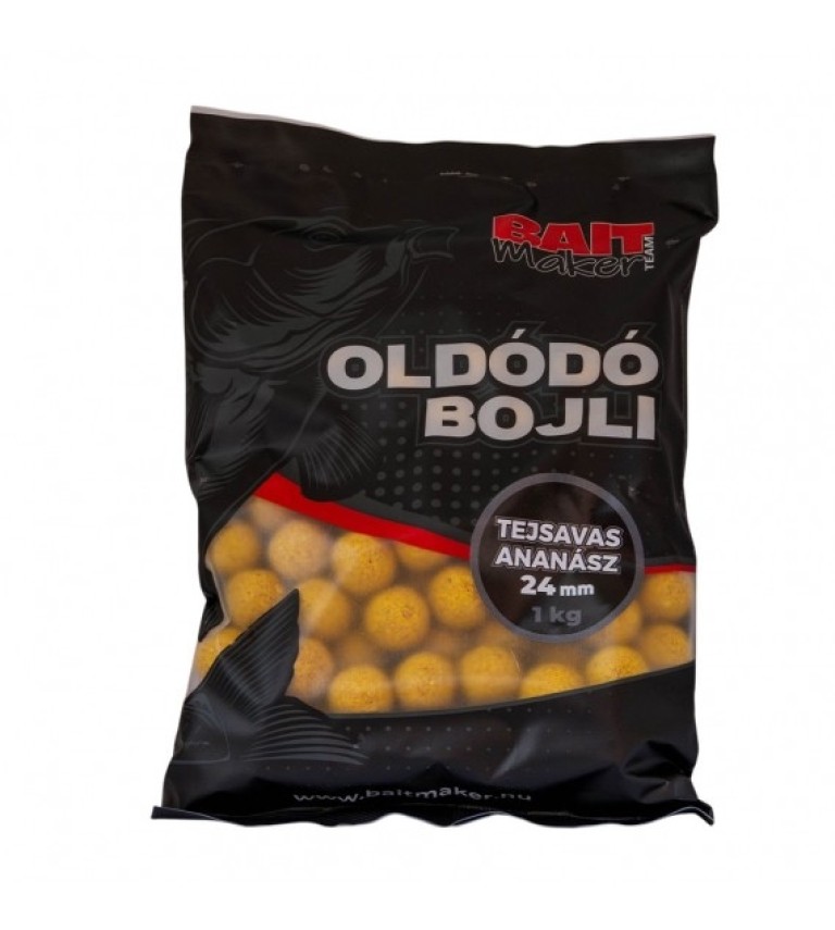 Bait Maker Oldódó bojli Tejsavas Ananász 24 mm 1 kg