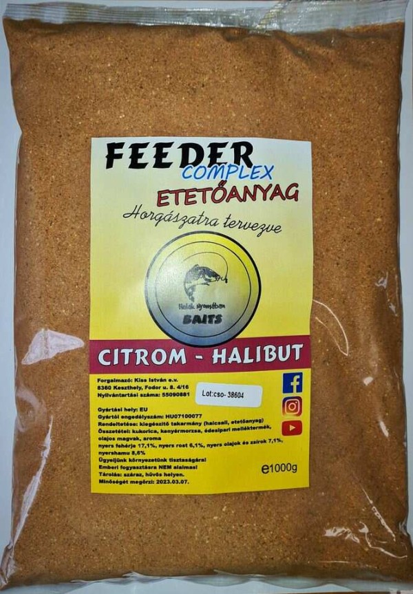 Halak Nyomában Feeder Complex Etetőanyag Citrom-Halibut