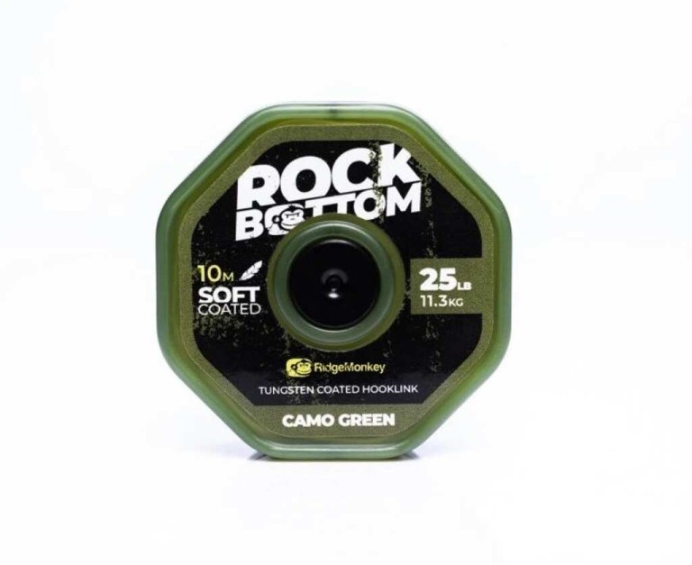 RidgeMonkey Rock Bottom Tungsten Coated Soft Camo Green 25 lb 10 m - Bevonatos előkezsinór