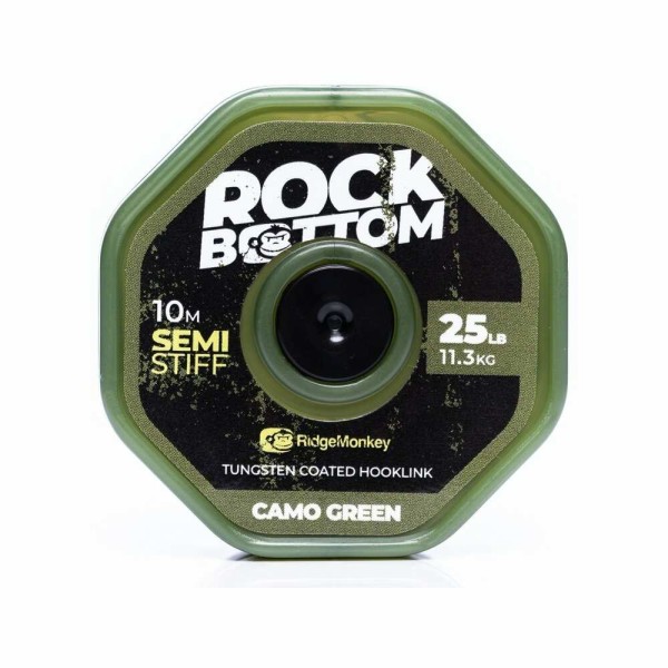 RidgeMonkey Rock Bottom Tungsten Coated Semi Stiff Green 25 lb 10 m - Bevonatos előkezsinór