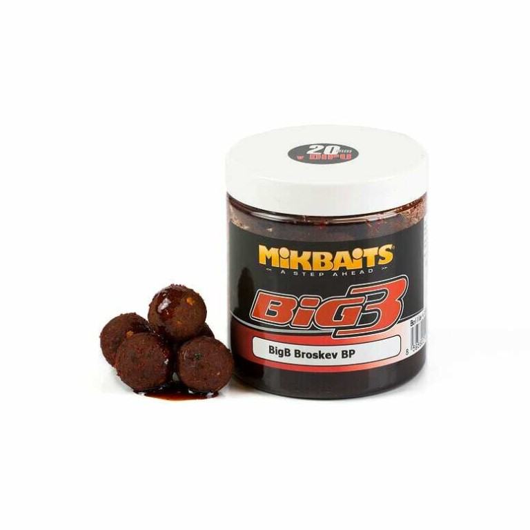 Mikbaits Legends BigB boilies in dip Őszibarack-Feketebors 250 ml
