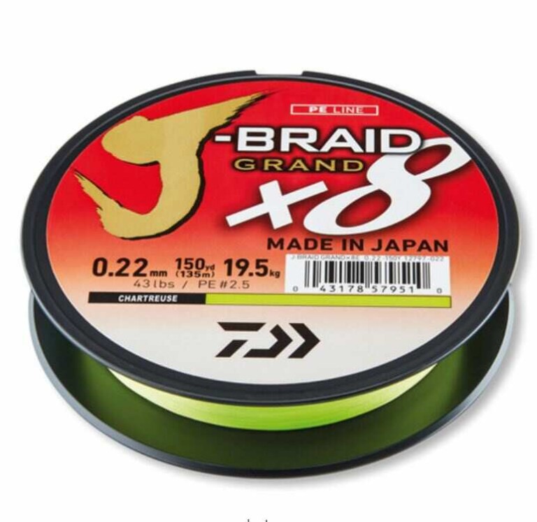 Daiwa J-Braid Grand X8E Chartreuse  270 m - 8 szálas fonott zsinór sárgazöld