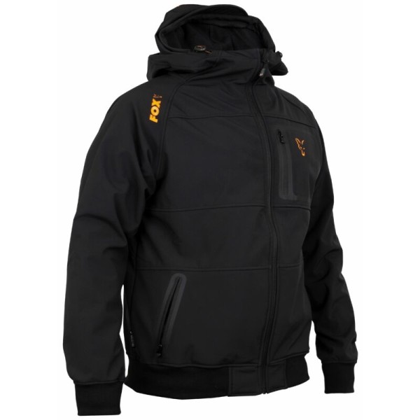 Fox Collection Black & Orange Shell Hoodie kabát