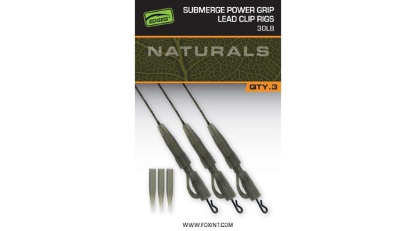 Fox Naturals Sub Power grip lead clip - Ólomklipszes leadcore szerelék 3 db