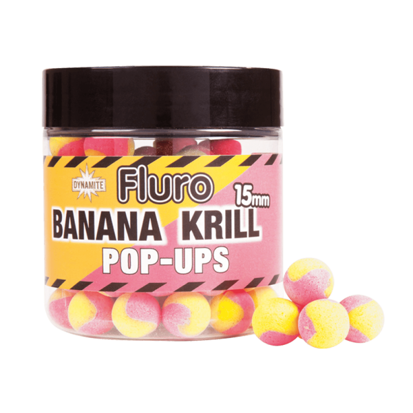 Dynamite Baits Fluoro 2 Tone Pop-Ups Banana Krill 15 mm