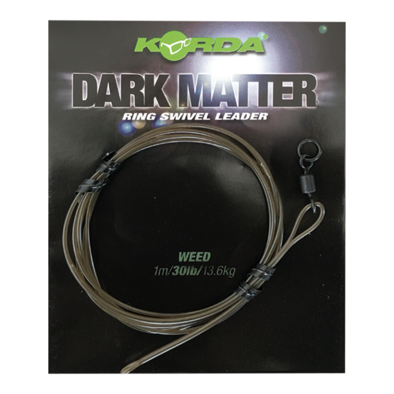 Korda Dark Matter Leader 40 lb 50 cm Ring Swivel Weed - Előtét zsinór forgóval