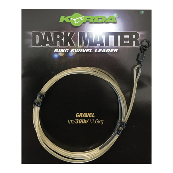 Korda Dark Matter Leader 40 lb 50 cm Ring Swivel Gravel - Előtét zsinór forgóval