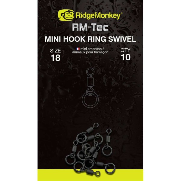 RidgeMonkey RM-Tec Mini Hook Ring Swivel karikás forgó 18-as méret