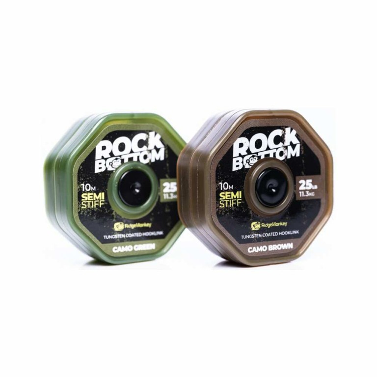 RidgeMonkey Rock Bottom Tungsten Coated Soft Camo Green 25 lb 10 m - Bevonatos előkezsinór