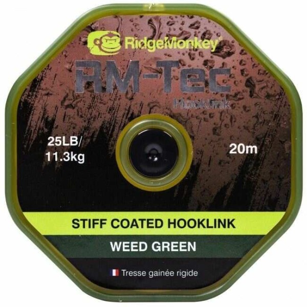 RidgeMonkey RM-Tec Stiff Coated Hooklink Weed Green 20 m - Bevonatos előkezsinór